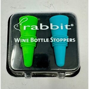 NEW! Rabbit Wine Bottle Stoppers Set of 2 SBS Rubber & Stainless Steel B0